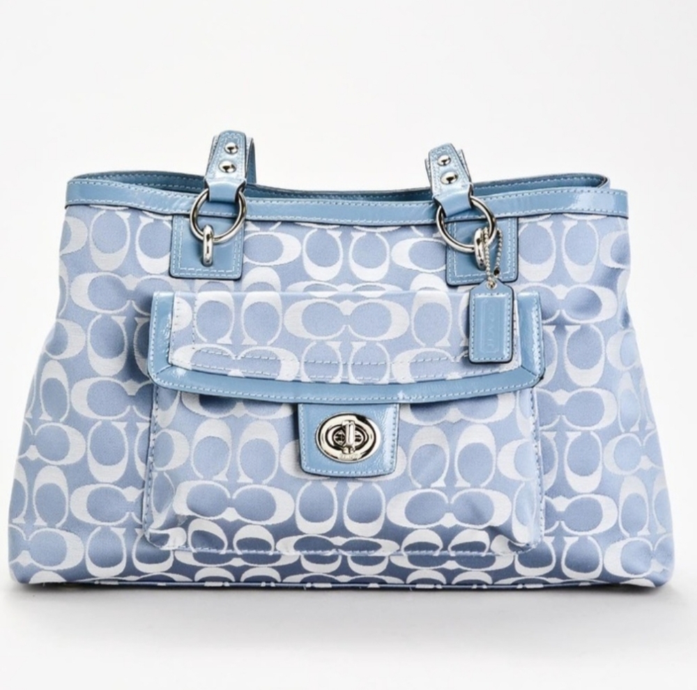 Coach Blue and White Shoulder Bag